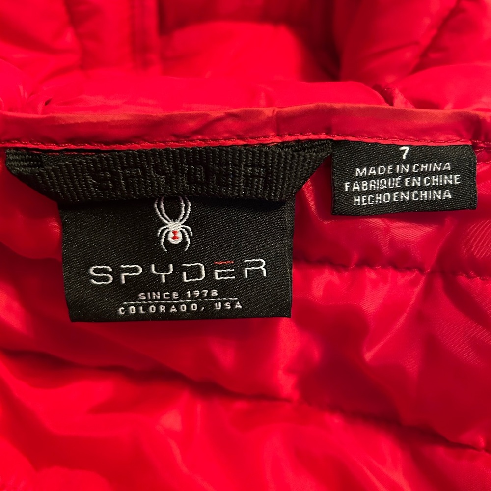 Youth Unisex Spyder Red Hooded packable Puffer Coat Size 7 BNWT - Picture 9 of 10
